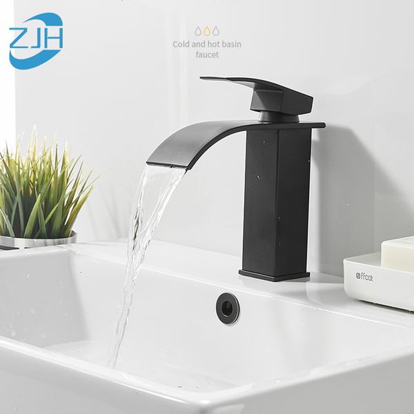 

bathroom sink faucets basin cold & water single handle waterfall tap accessories with hose 27nc