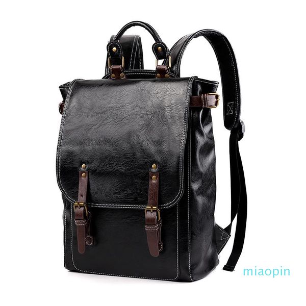 

pu leather men backpack waterproof travel laprucksack fashion school bag for teenage boys male shoulder mochila