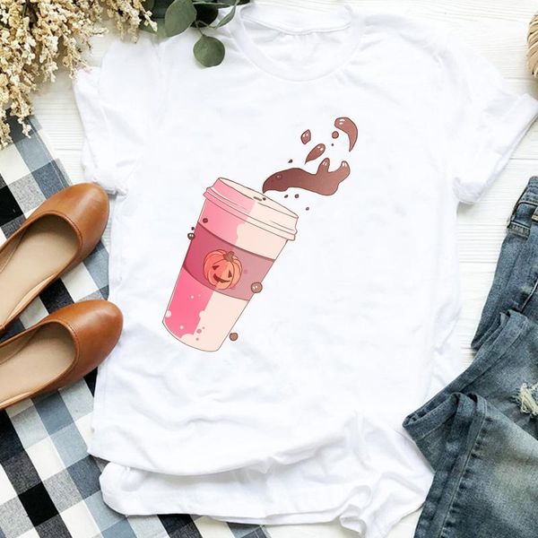 

women's t-shirt women lady floral flower pumpkin print thanksgiving fall halloween tshirt female t tee womens shirt clothes graphic, White