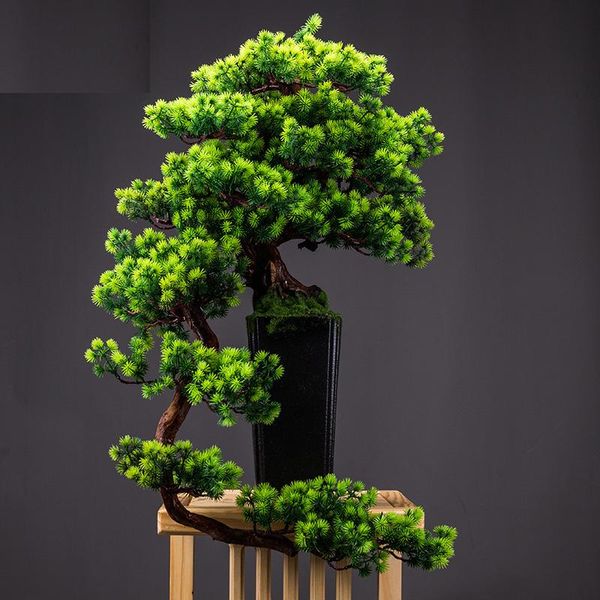 Decorativo Objetos Figurines Sala de estar Simulação Planta Bonsai Indoor Bem-vindo Pinho Verde Pasta Potted Árvore De Casa Decoração Ornamentos