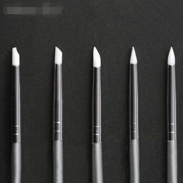 

nail brushes 5 pcs silicone brush carving emboss hollow pottery sculpture uv gel shaping for modeling art diy tool, Yellow
