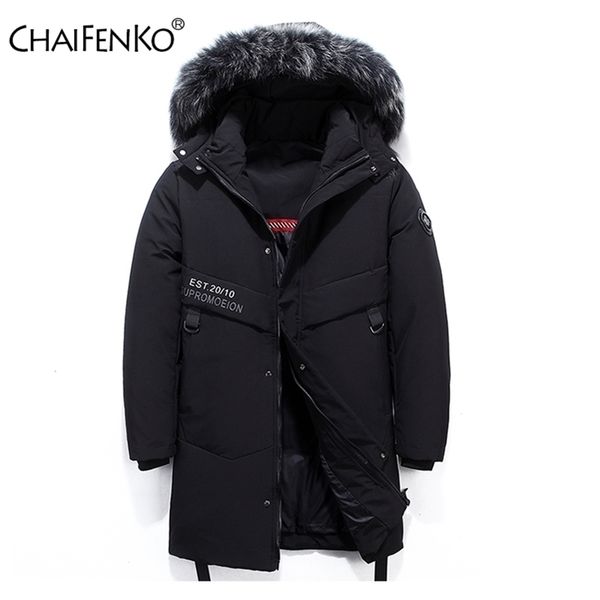 

chaifenko brand winter warm down jacket men casual windproof thick hooded parkas men solid fashion cargo windbreaker coat mens 201225, Black