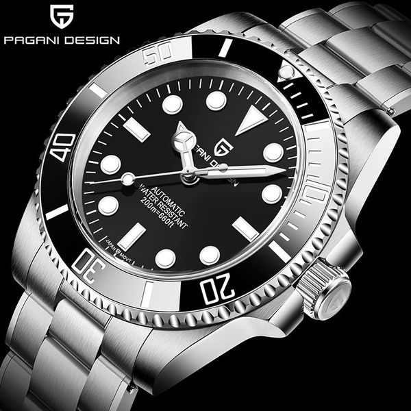 

wristwatches pagani design brand automatic men's watch 200m waterproof 40mm mechanical wristwatch ceramic bezel sapphire crystal watche, Slivery;brown