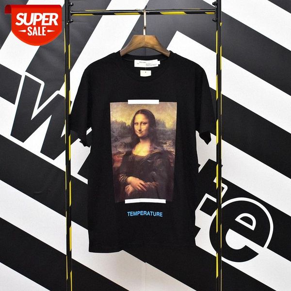 

white mona lisa print arrow loose casual short sleeve #tp44, White;black