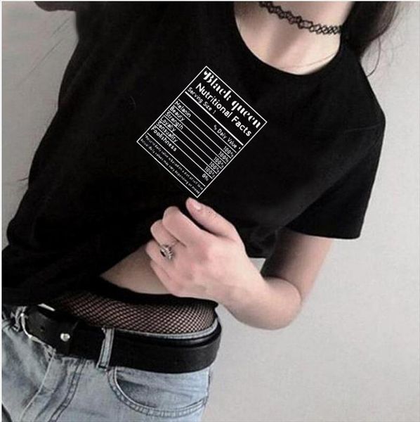 

black queen nutritional facts letters men t shirts print short sleeve o neck loose summer fashion tee, White;black
