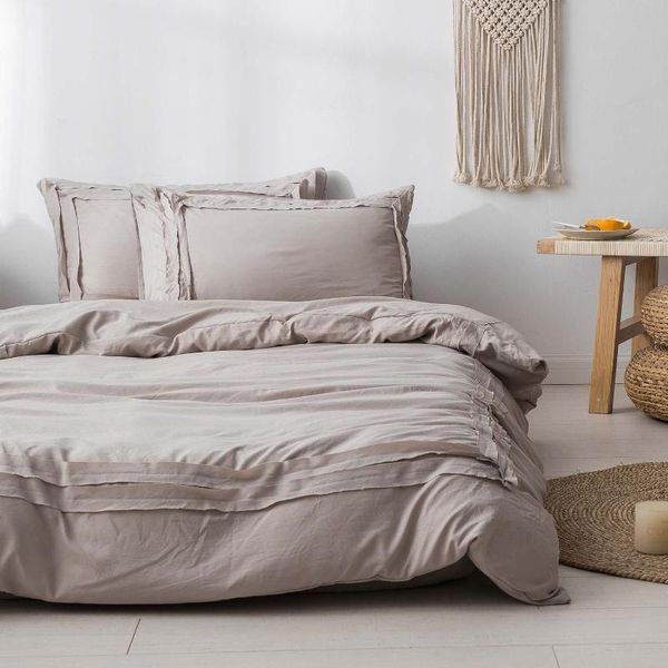 

bedding sets 3/4 pcs stripe set jp single double size duvet cover bed sheet pillowcase solid color