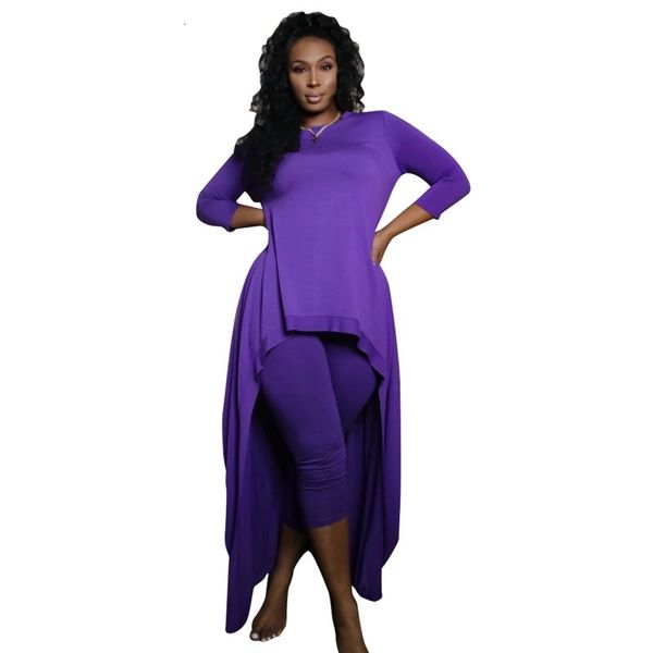

long shirt women's ensembles and skinny pants suit 2 piece outfits 2021 spring fashion casual solid color two pieces purple ensemble e, Gray
