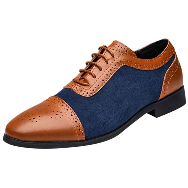 

dress shoes fashion leather men shoe pointed oxfords for lace up designer luxury formal s big size 38-48, Black