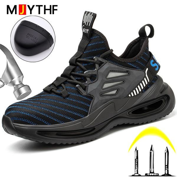 

2022 work sneakers men boots safety shoes men indestructible work boots steel toe shoes light security boots botas de seguridad, Black