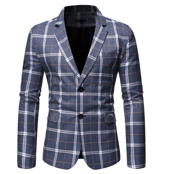 

mens suits jacket casual slim fit men's casual plaid two-breasted suit, White;black