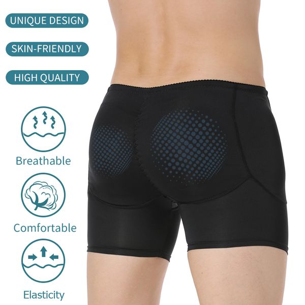 

mens padded brief hip enhancing butt lifter booty enhancer boxer underwear male padding shapewear booster liftting body shaper, Black