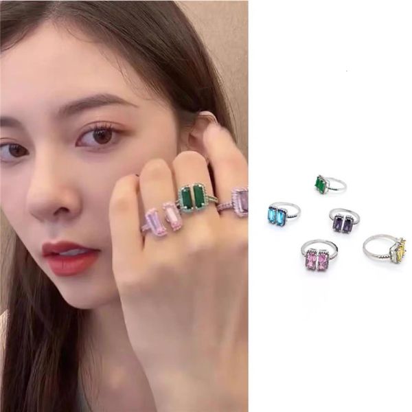 

hbp fashion south korea's new ins wind cut zircon micro inlaid ring with adjustable opening, Silver