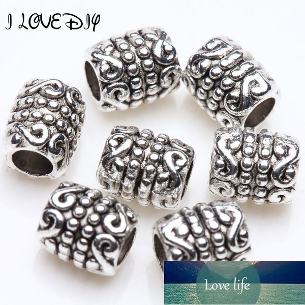 50 pcs Pulseira Colar esculpido espaçador solto tubo Metajewelry Fazendo DIY Acessórios Tibetanl Beads for Silver 6 * 5mm