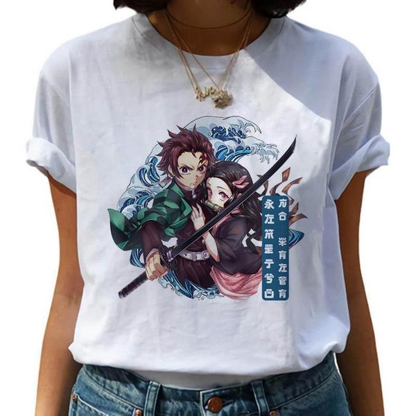 

japanese anime slayer t shirt women summer new fashion ulzzang harajuku shirt 90s cartoon short sleeve t-shirt female, White