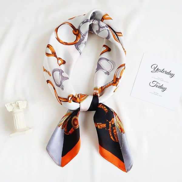 

scarves silk scarf fashion hair for women kerchief satin hijab square shawls floral printed shawl wrap neckerchief, Blue;gray