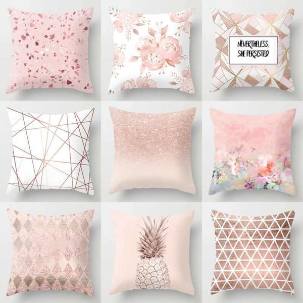 

cushion/decorative pillow 2021 nordic style decorative geometric cushions covers petal pink girly pillowcase