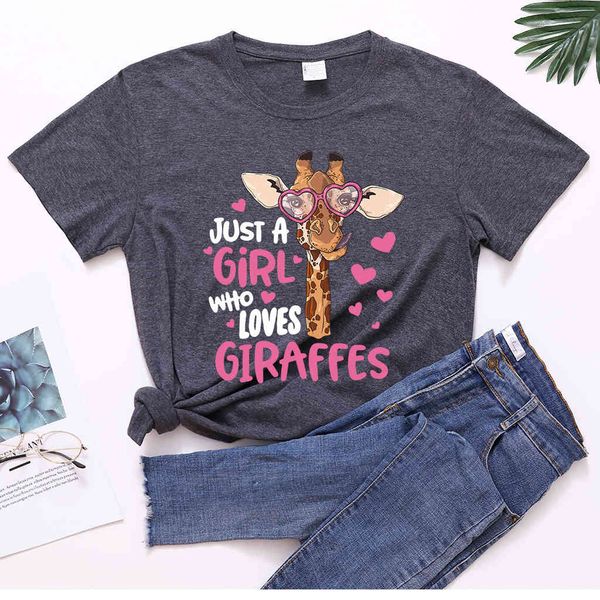 

just a girl who lov giraff women's letter print loose, White