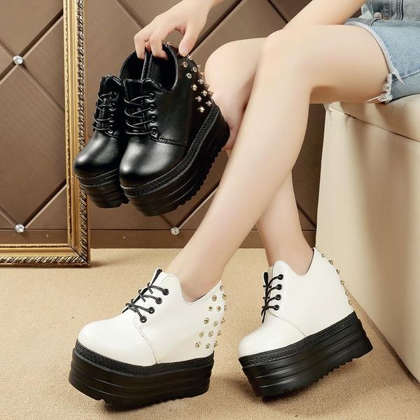 

dress shoes spring 2021 women 13 cm high heels casual wedges platform chaussure summer height increasing white pumps, Black