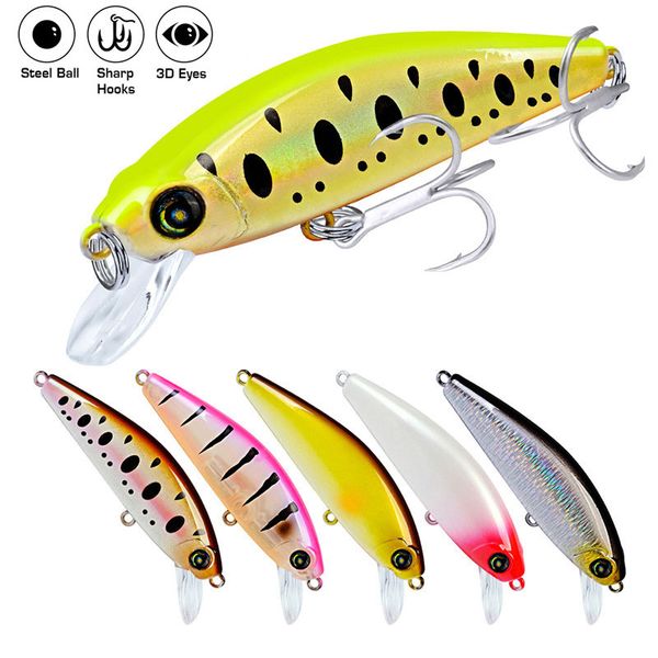 

10pcs minnow fishing lures 3.15inch-8cm/0.39oz-11g artificial fish bait with 6# high carbon steel treble hook painted tackle 12 colors avail