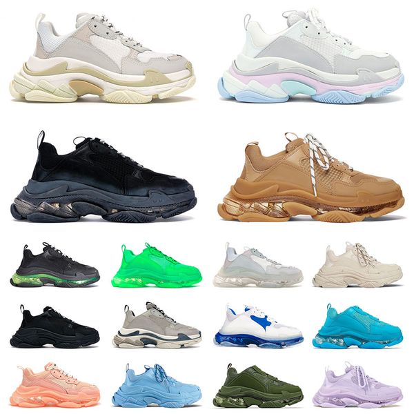 

balencaiga triple s luxury designer shoes mens womens balenciagas brand oversized clear sole black glitter white purple beige green brown sp