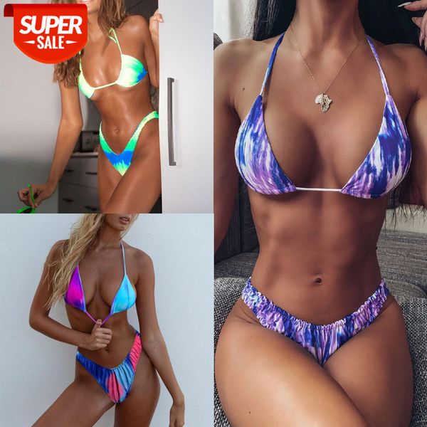 

bathing suits split swimsuit tie-dye halterneck bikini bikini9610 #su0o, White;black