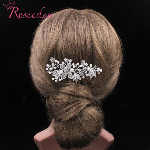 

hair clips & barrettes fashion crystal simulated pearl bridal comb women wedding accessories re857, Golden;silver