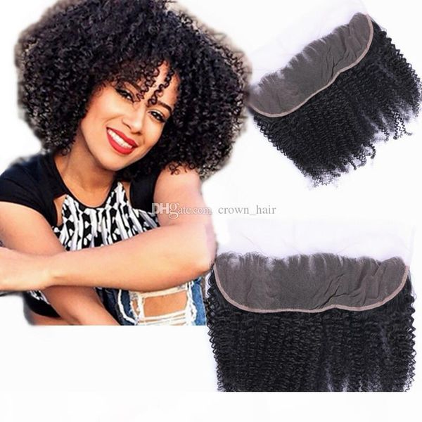 

brazilian human hair ear to ear full lace frontals with baby hair afro kinky curly virgin human hair lace frontal for black woman, Black;brown