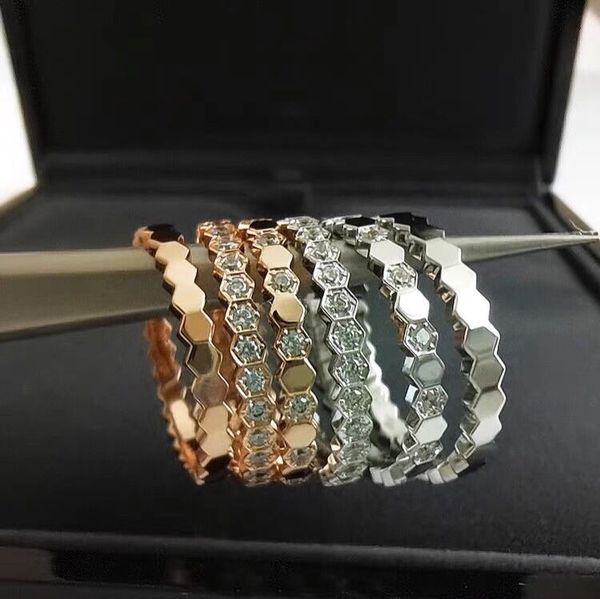 

ring xiaoshangjia beehive 925 sterling silver plated 18k rose gold honeycomb smooth half full diamond