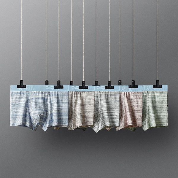 

underpants style fashion modal cotton men's boxers clean and comfortable stripes soft colored pack of 4, Black;white