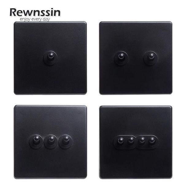 

smart home control wall power switch retro style brass toggle lamp light dual 2way 10a 250v black plastic matte frame
