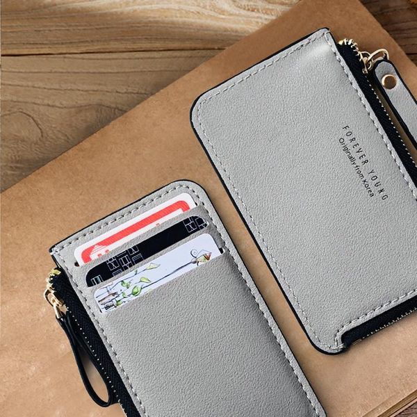 

fashion slim mens leather small wallet credit card holder for cash zipper coin purse men, Red;black
