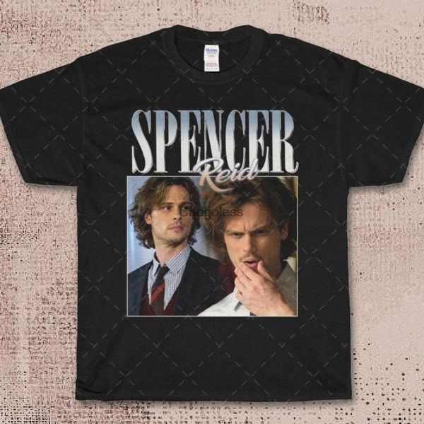

spencer reid criminal minds tv series fan t shirt, White;black