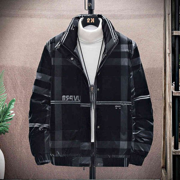 

fashion men's white duck down jacket korean slim fit bright face and women's winter warm casual parka outwear coats, Black