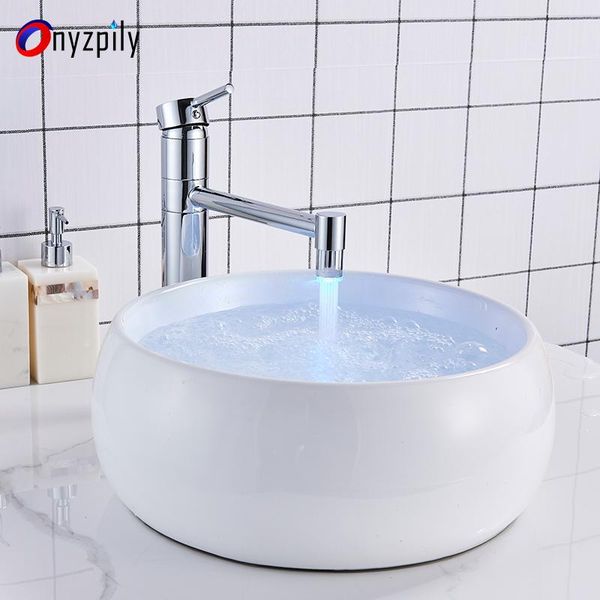 

bathroom sink faucets led faucet chrome modern basin brass chromed water power single hole and cold