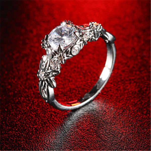 

wedding rings silver ring classic delicate beautiful temperament female models inlaid zircon hand jewelry gift, Slivery;golden