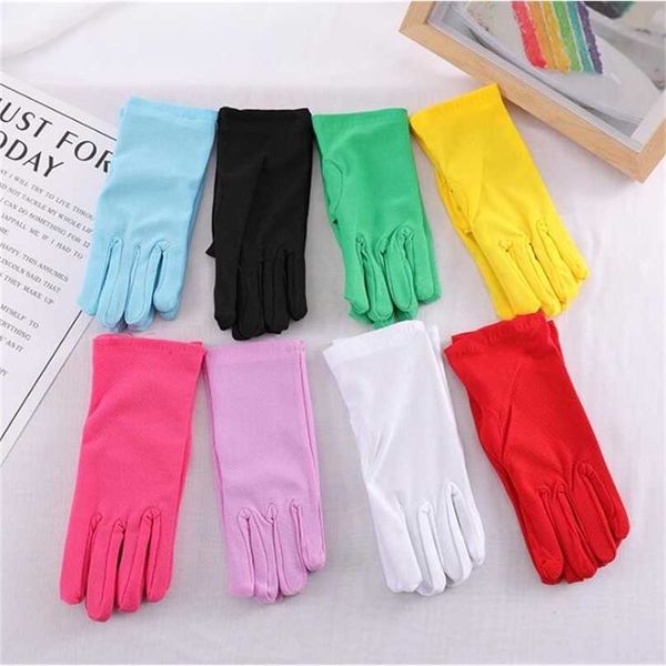 

children' boy girl thin elastic candy color glove kids dancing performance etiquette r1235 211124, Blue;gray