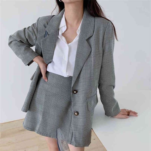

women's suits & blazers new female fall blazers vintage fashion jackets oversized elegant lady wild chess pc2w, White;black