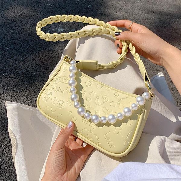 

evening bags leather designer pearl design small pu underarm crossbody shoulder for beautiful women 2021 fashion ladies handbags
