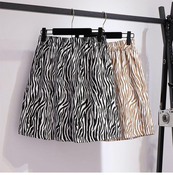 

women's shorts large size skitr fat base skirt high waist thin 300kg short loose a-line korean zebra clothes p3 341, White;black
