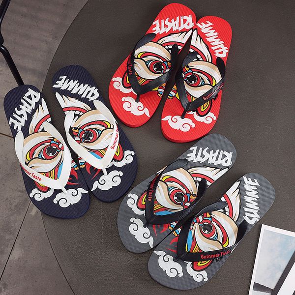 

mens flip flops slippers luxury designer totem shoes sandals men antiskid rubber summer fashion outdoor casual home slippers, Black