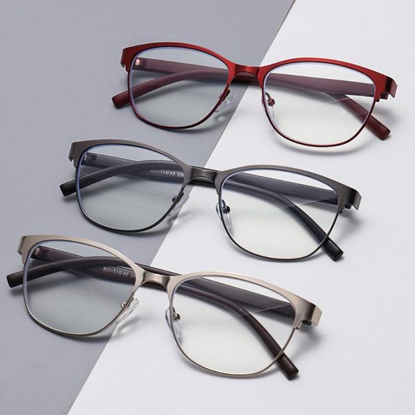 

sunglasses fashion classic business reading glasses men women metal semi rimless anti blue light readers optical presbyopic, White;black