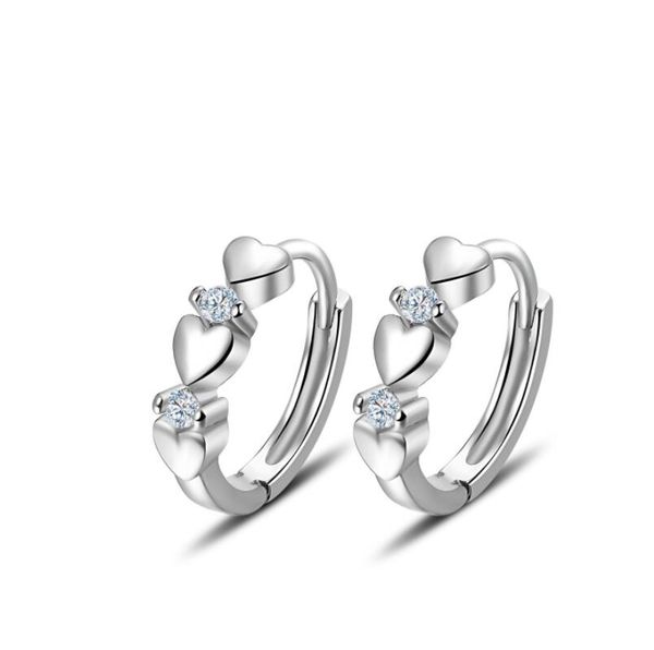 

cute heart shape stud earring with bling zircon stone silver color fashion jewelry korean earrings, Golden;silver