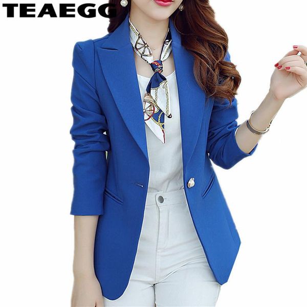 

women's suits & blazers teaegg plus size blazer woman blue spring autumn long sleeve women jaqueta feminina work coat casual blaser muj, White;black