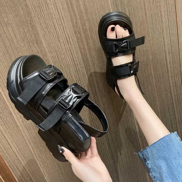 

dress shoes net red thick bottom sandals for women's summer in 2021, Black