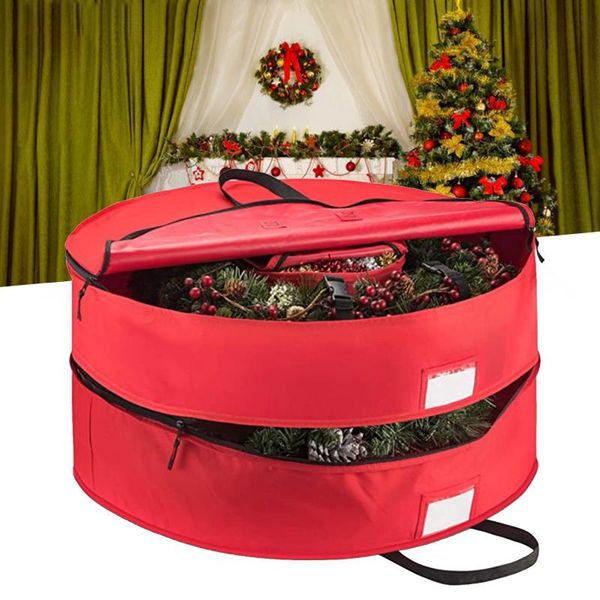 

storage bags double layer round christmas wreath bag receive 24inch