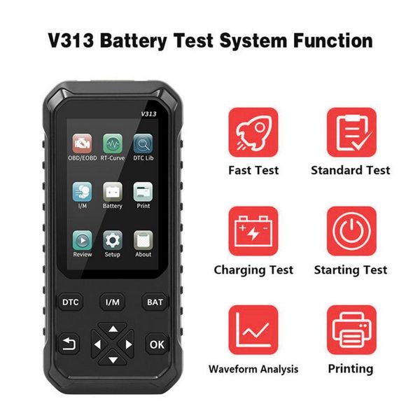 

diagnostic tools obdiicat v313 obd2 scanner engine code reader automotive tool 4-inch screen 2in1 for car diagnosis andbattery testing