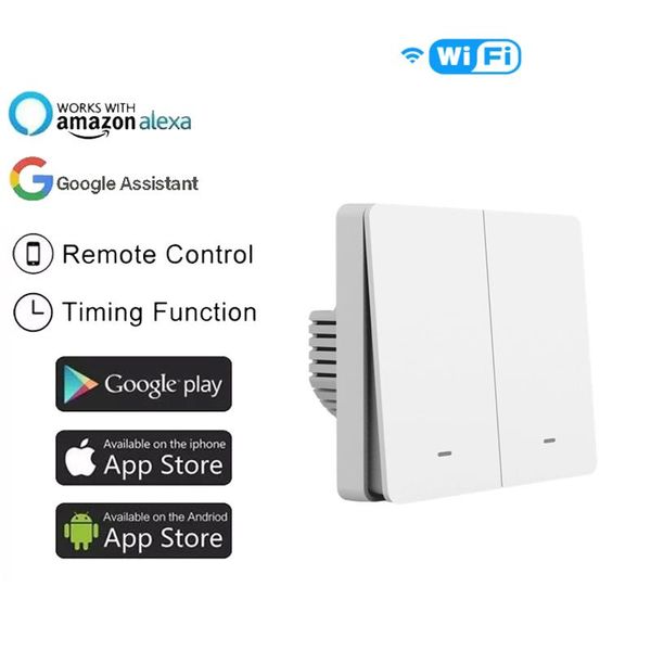 

smart home control switch wifi eu standard 2 gang 10a voice compatible with alexa echo dot google