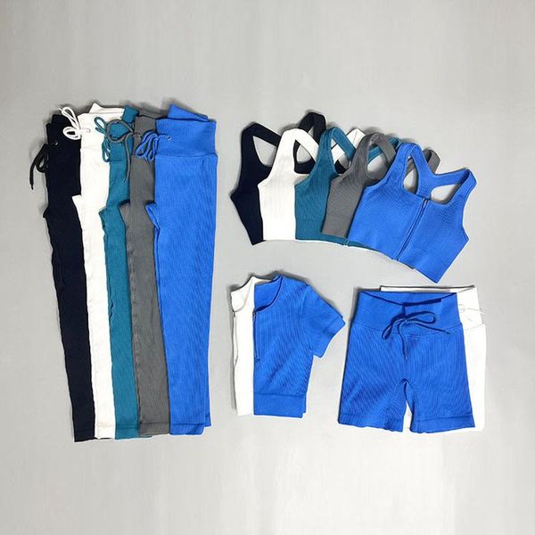 

yoga outfit zipper padded push up fitness bra women's tracksuit sports shirt tight breathable soft leggings shorts gym clothing set