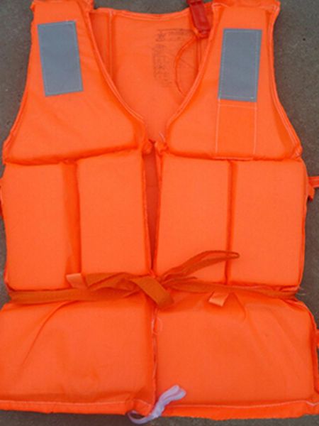

life vest & buoy foam jacket flotation device with survival whistle prevention flood fishing rafting drift orange fish