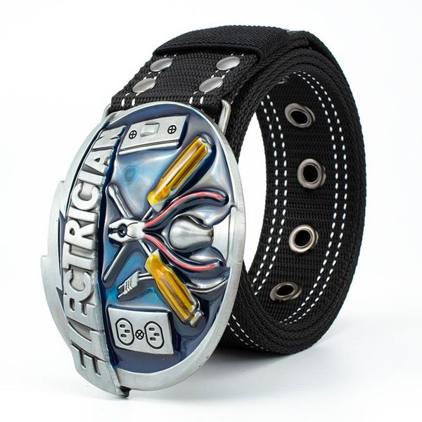 

belts 8336 nylon elastic belt with men's novelty buckle denim memorial, Black;brown